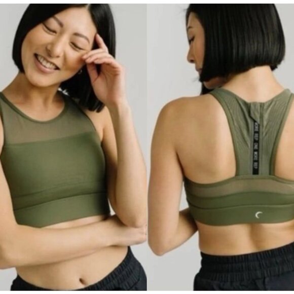 ZYIA Active Olive Green Mesh Back Zip Sports Bra size XXL - Picture 1 of 13